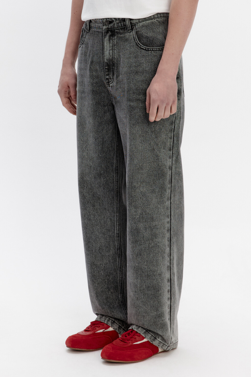 Джинсы loose fit свободные со средней посадкой - цвет серый - 3