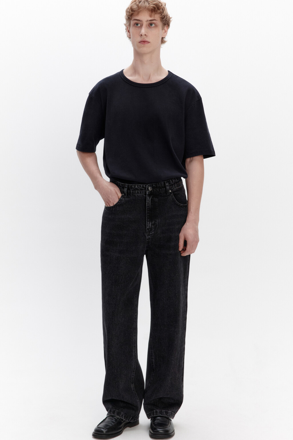 Джинсы loose fit свободные со средней посадкой - цвет черный - 1
