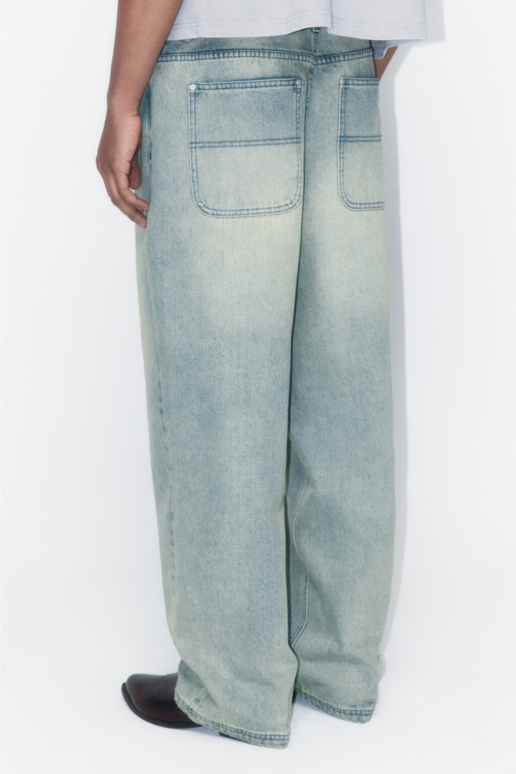 Джинсы skater fit широкие со стиркой - цвет голубой - 2