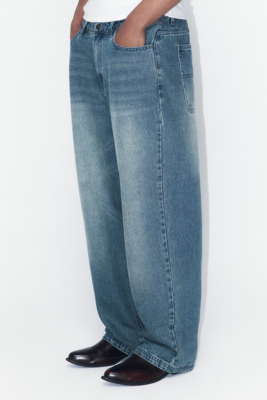 Джинсы skater fit широкие со стиркой - цвет голубой - 3