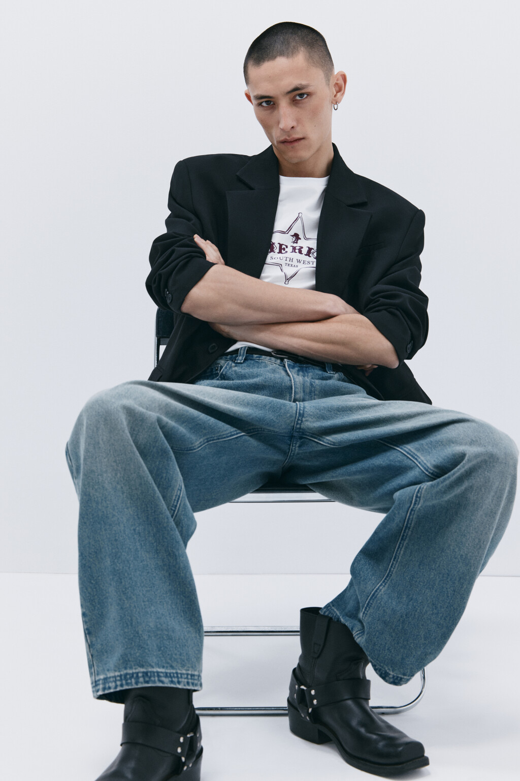 Джинсы skater fit широкие со стиркой - цвет голубой - 9