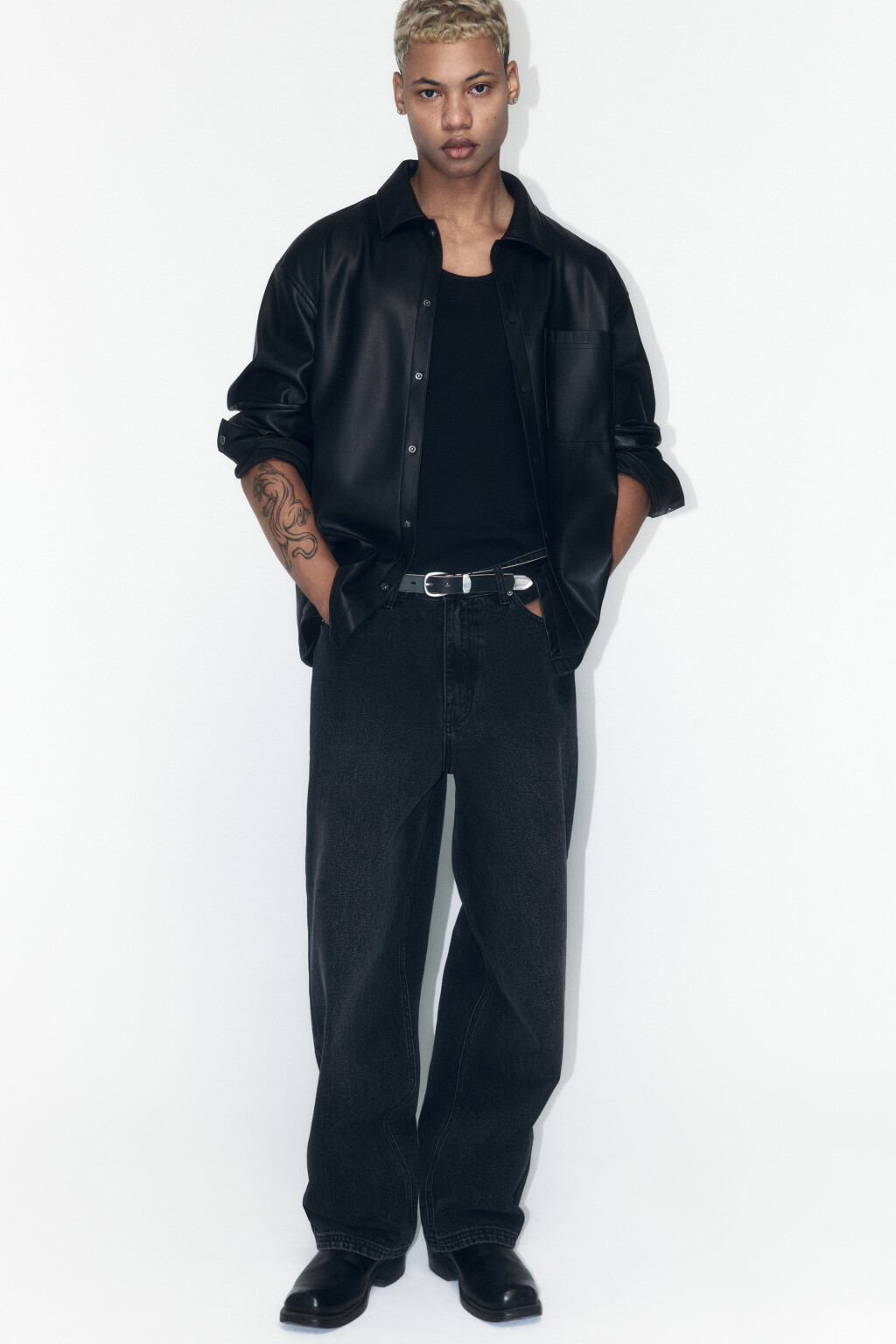 Джинсы skater fit широкие со стиркой - цвет серый - 1