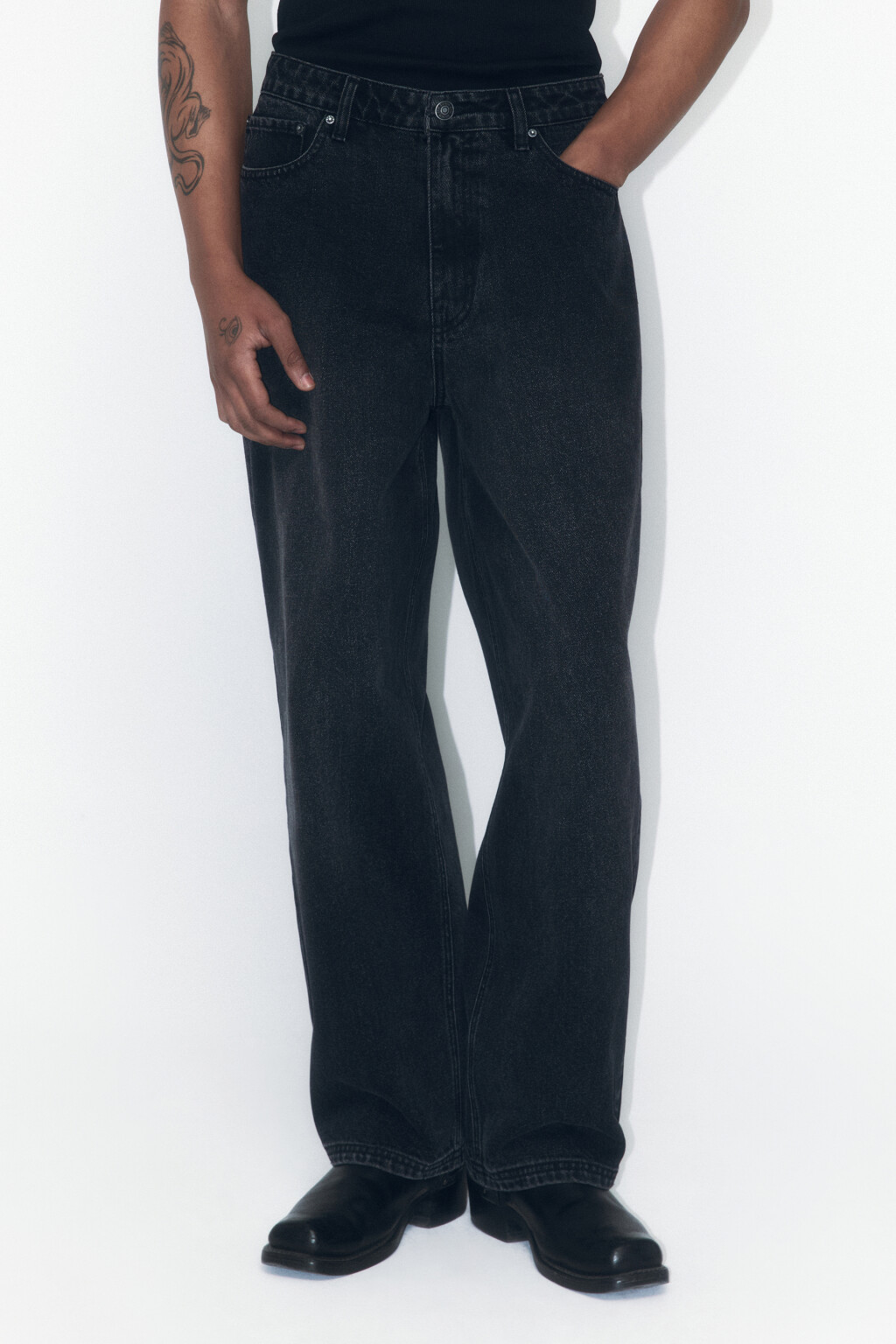 Джинсы skater fit широкие со стиркой - цвет серый - 3