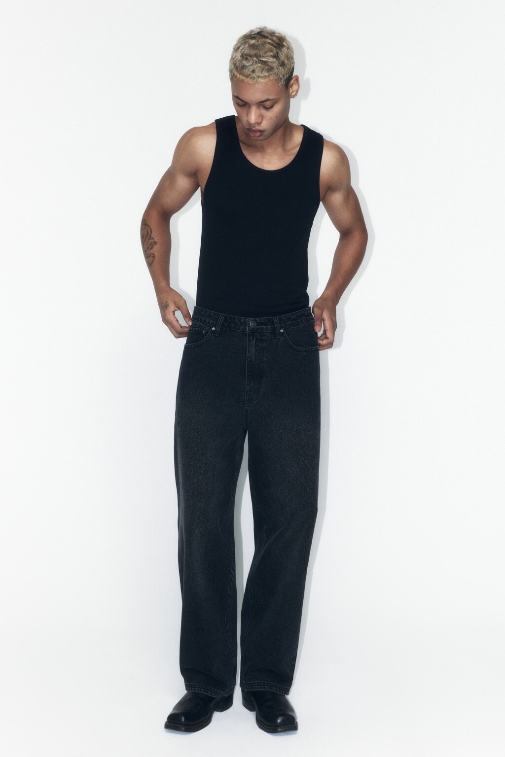 Джинсы skater fit широкие со стиркой - цвет серый - 5