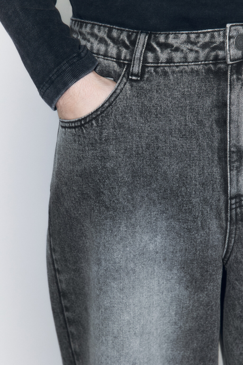Джинсы baggy с выстиранным эффектом - цвет серый - 6