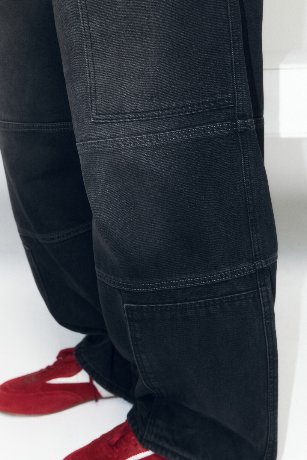 Джинсы baggy широкие с декоративными швами - цвет черный - 8