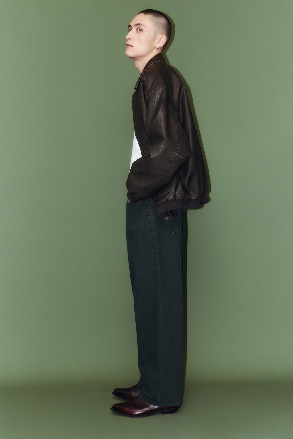 Джинсы baggy fit широкие с вареным эффектом - цвет серый - 1