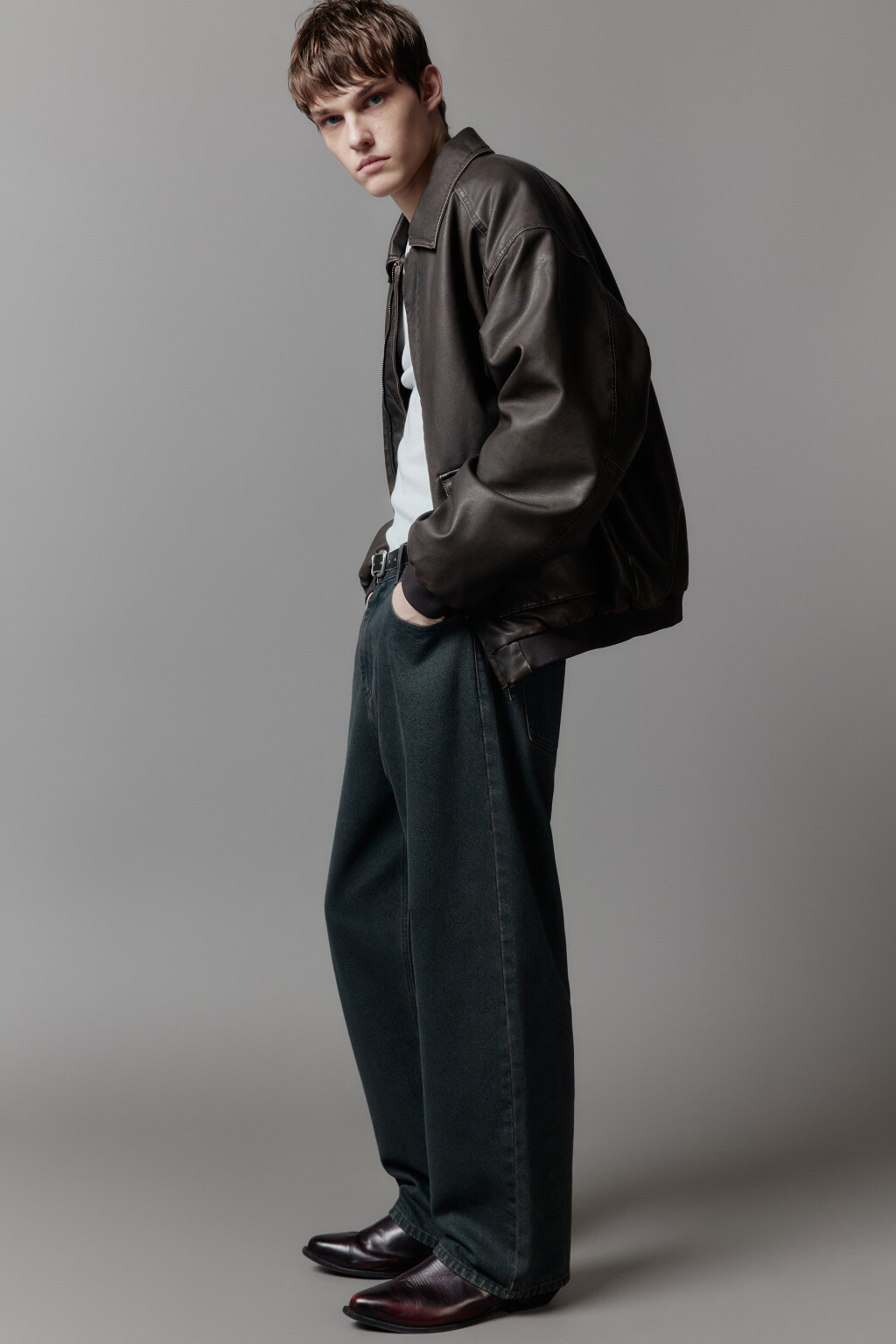 Джинсы baggy fit широкие с вареным эффектом - цвет серый - 4