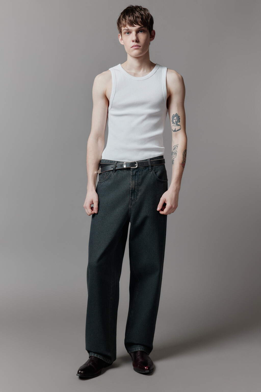 Джинсы baggy fit широкие с вареным эффектом - цвет серый - 7