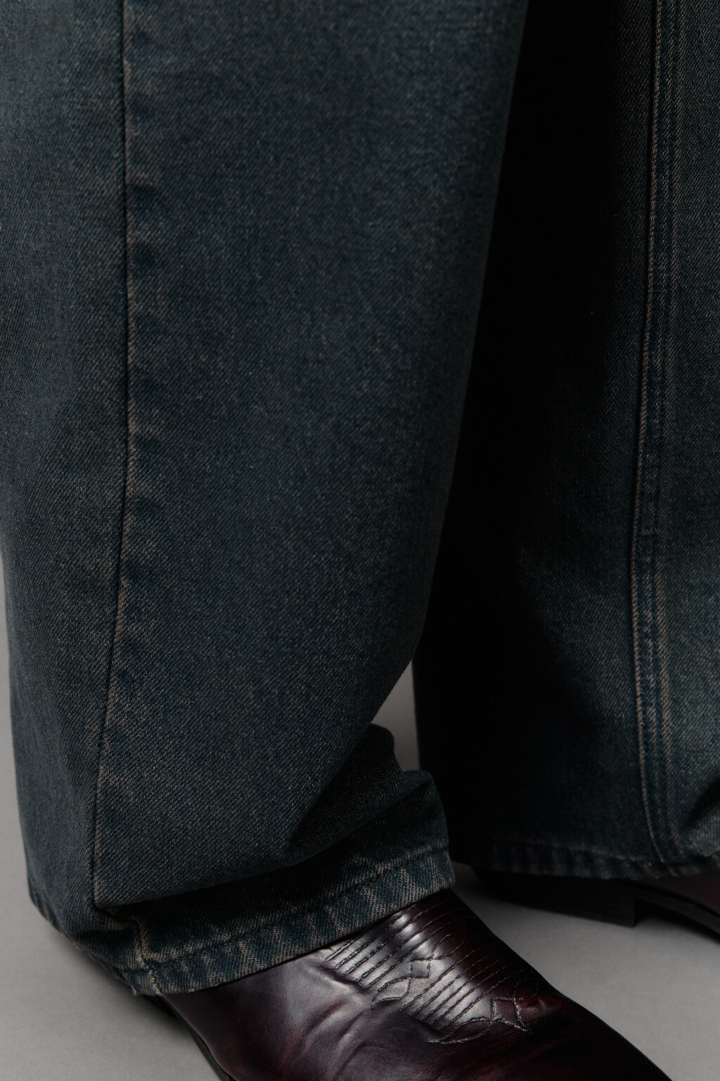 Джинсы baggy fit широкие с вареным эффектом - цвет серый - 9