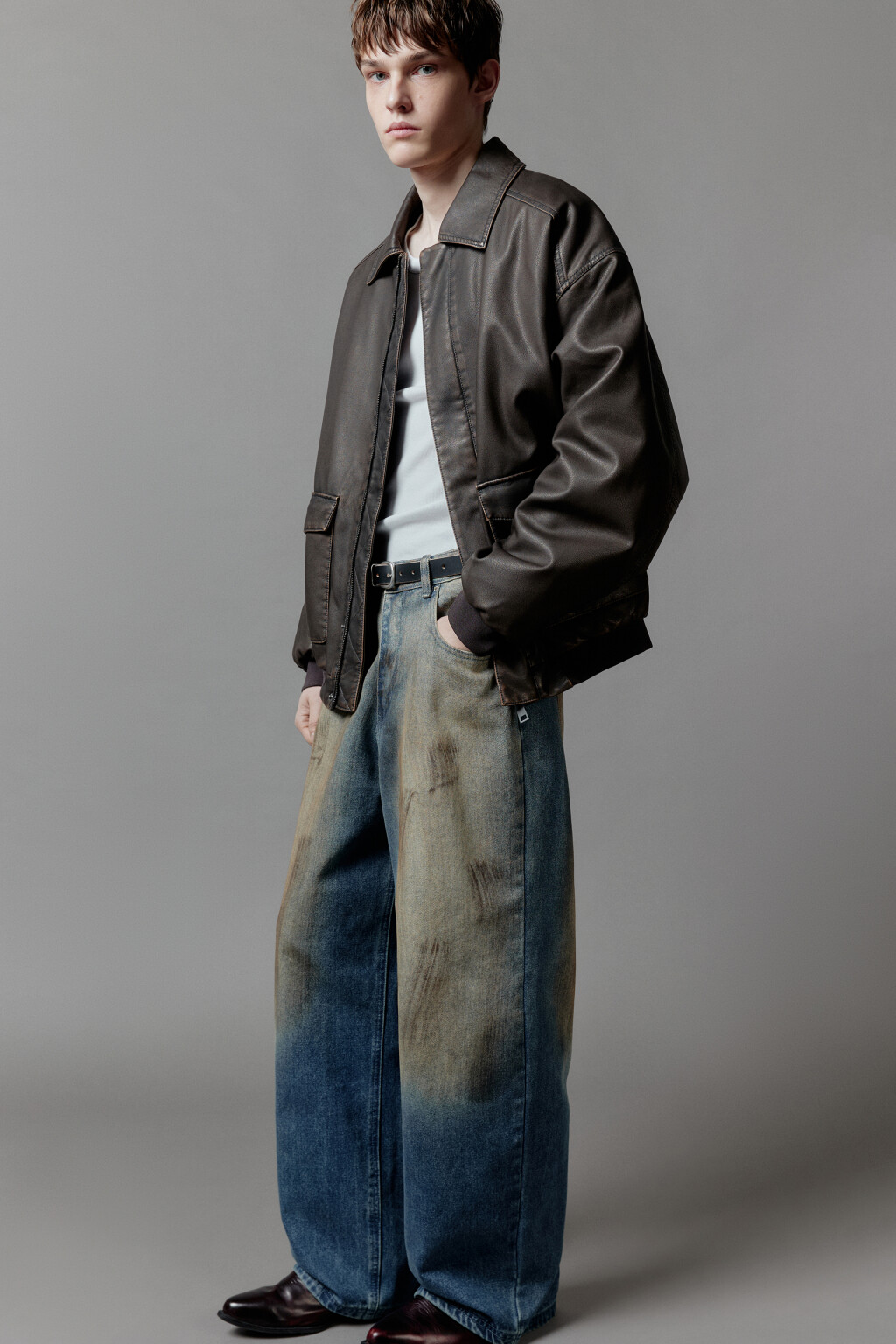 Джинсы широкие с эффектом dirty denim - цвет голубой - 9