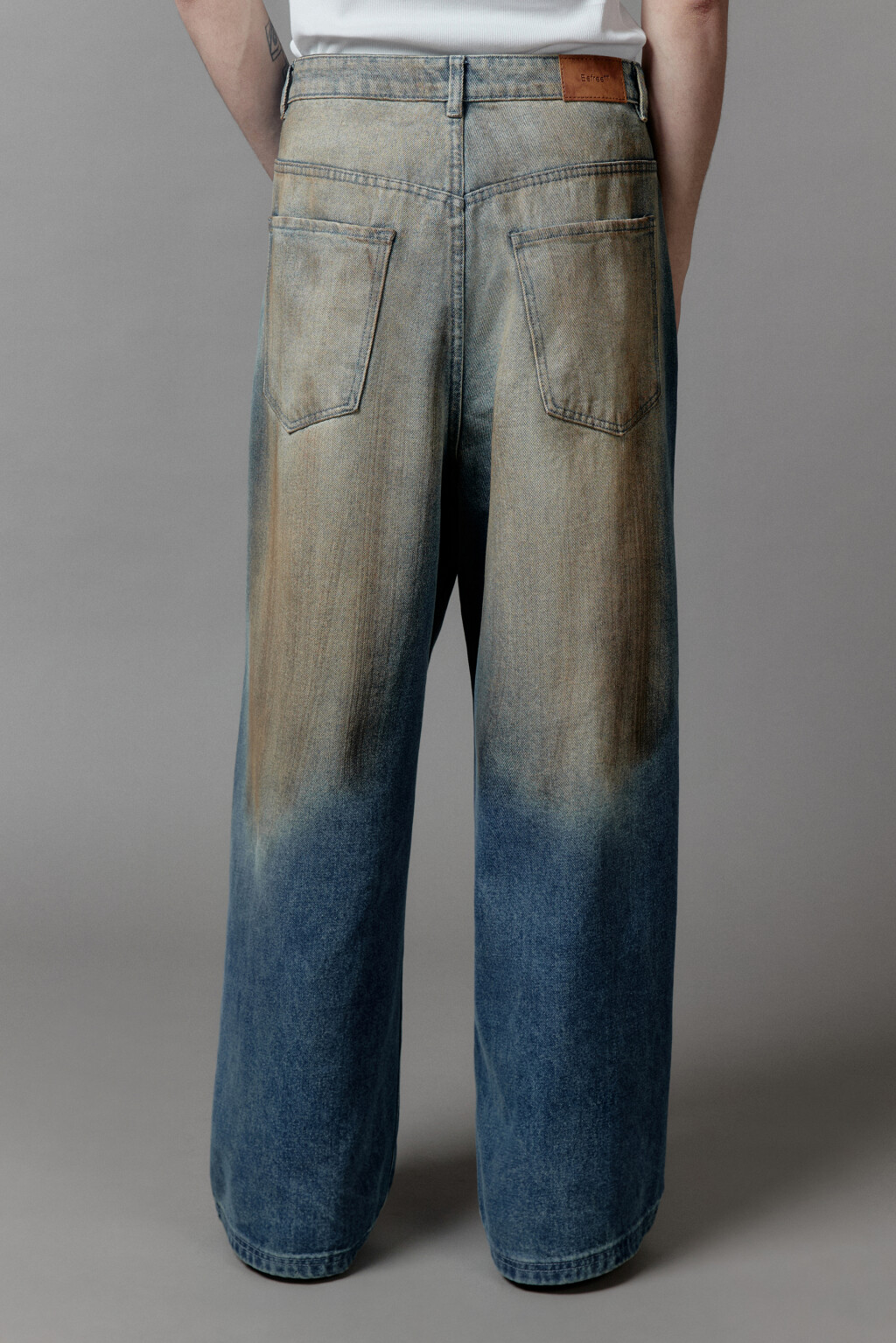 Джинсы широкие с эффектом dirty denim - цвет голубой - 5