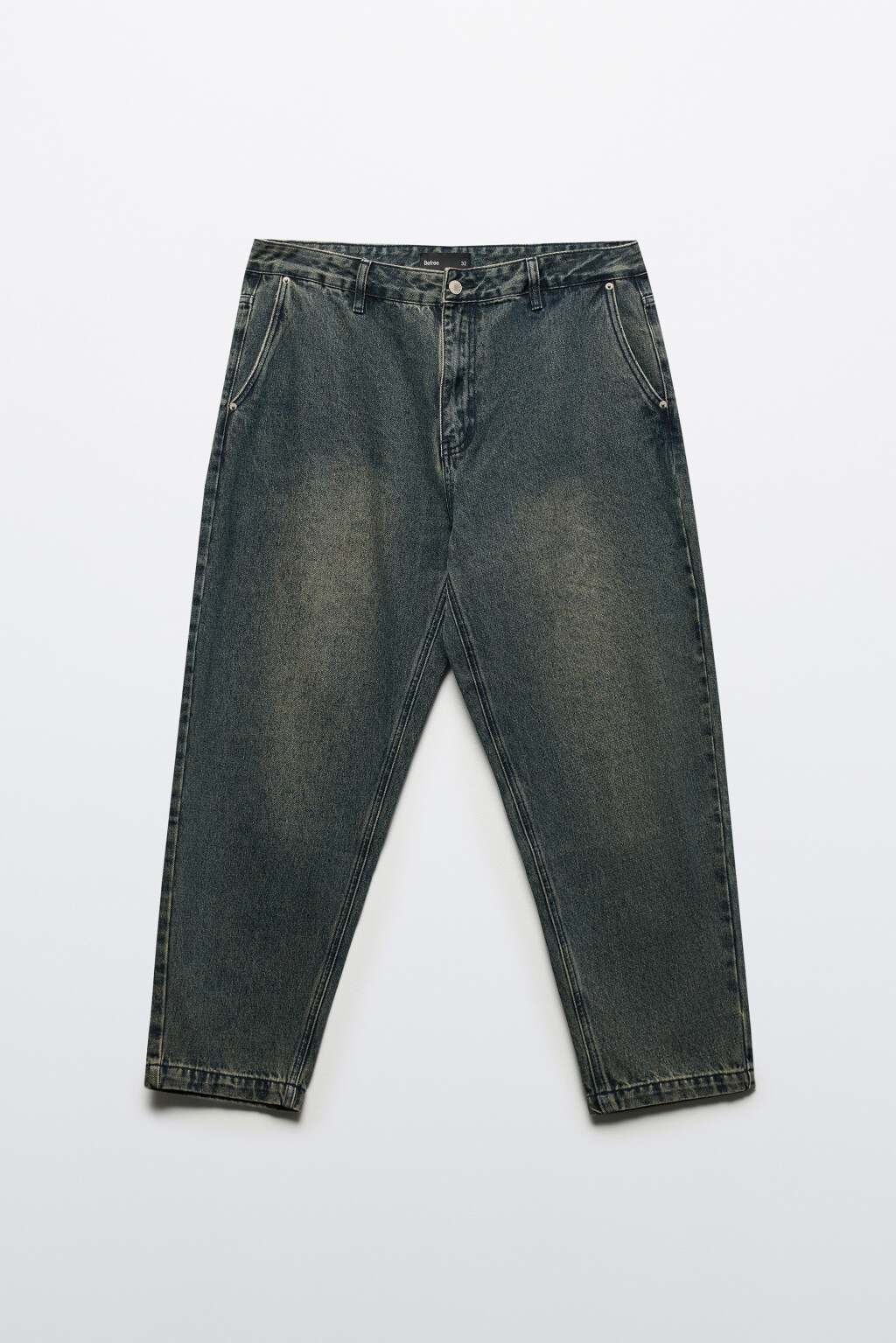 Джинсы-бананы широкие со стиркой - цвет голубой - 9