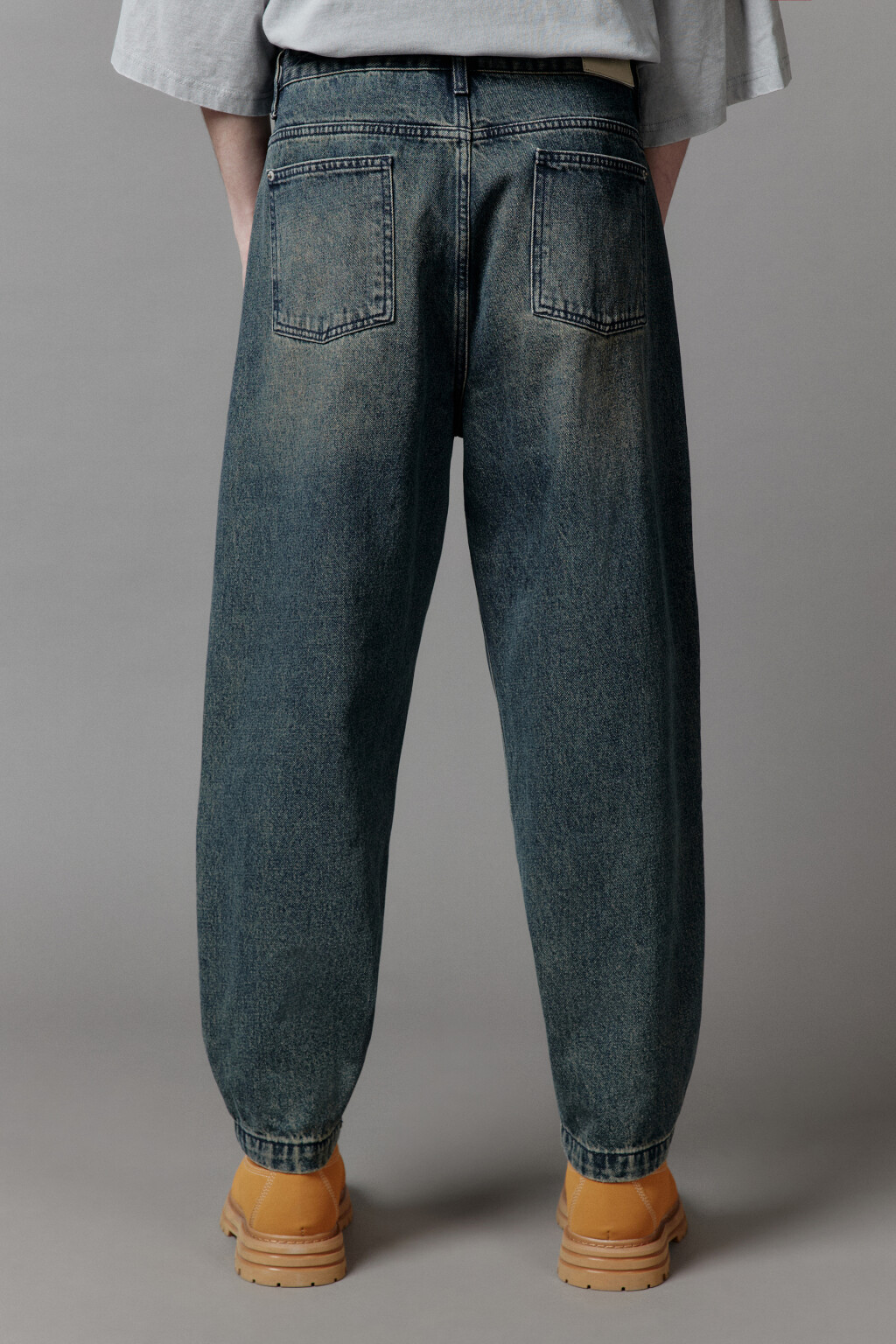 Джинсы-бананы широкие со стиркой - цвет голубой - 5