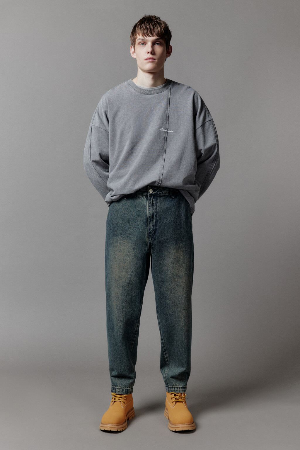 Джинсы-бананы широкие со стиркой - цвет голубой - 6