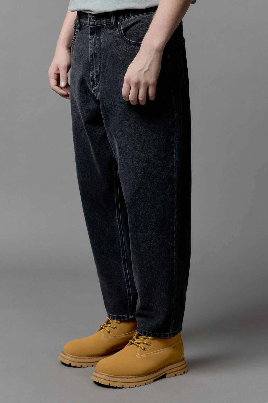 Джинсы-бананы широкие со средней посадкой - цвет черный - 3