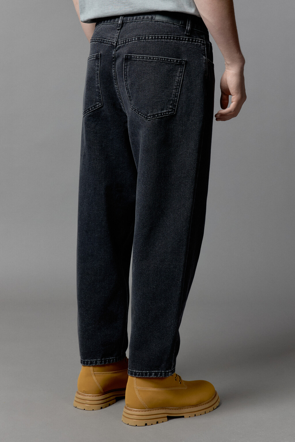 Джинсы-бананы широкие со средней посадкой - цвет черный - 4