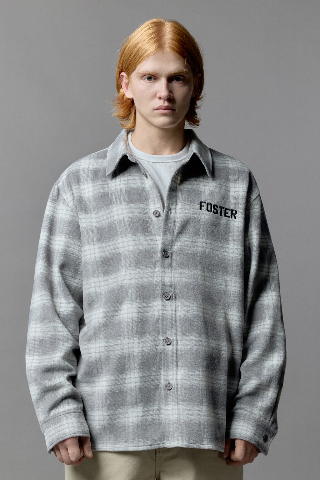 Рубашка клетчатая с принтом-надписью - цвет синий - 1