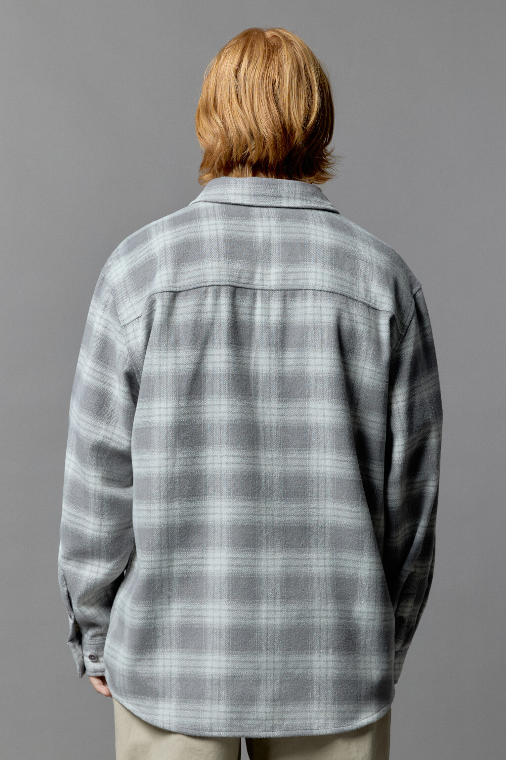 Рубашка клетчатая с принтом-надписью - цвет синий - 3