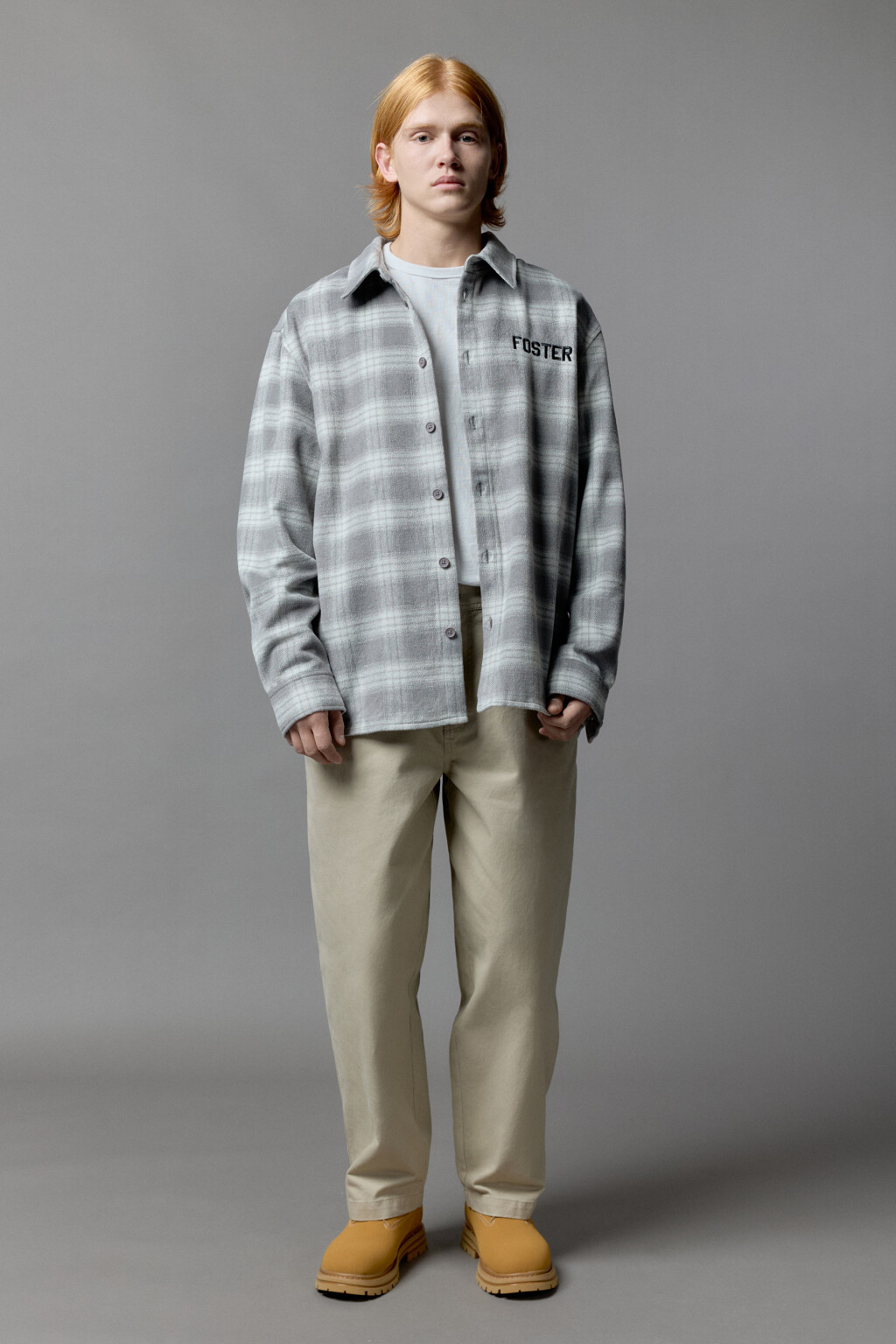 Рубашка клетчатая с принтом-надписью - цвет синий - 4