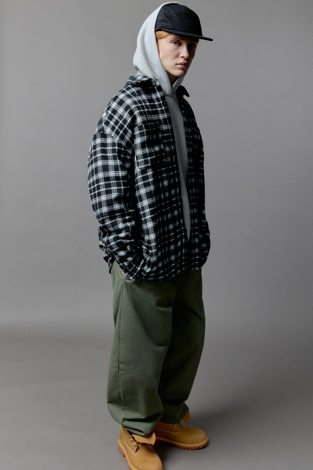 Рубашка теплая с принтом в клетку - цвет зеленый - 8