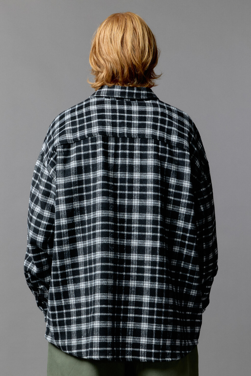 Рубашка теплая с принтом в клетку - цвет зеленый - 4