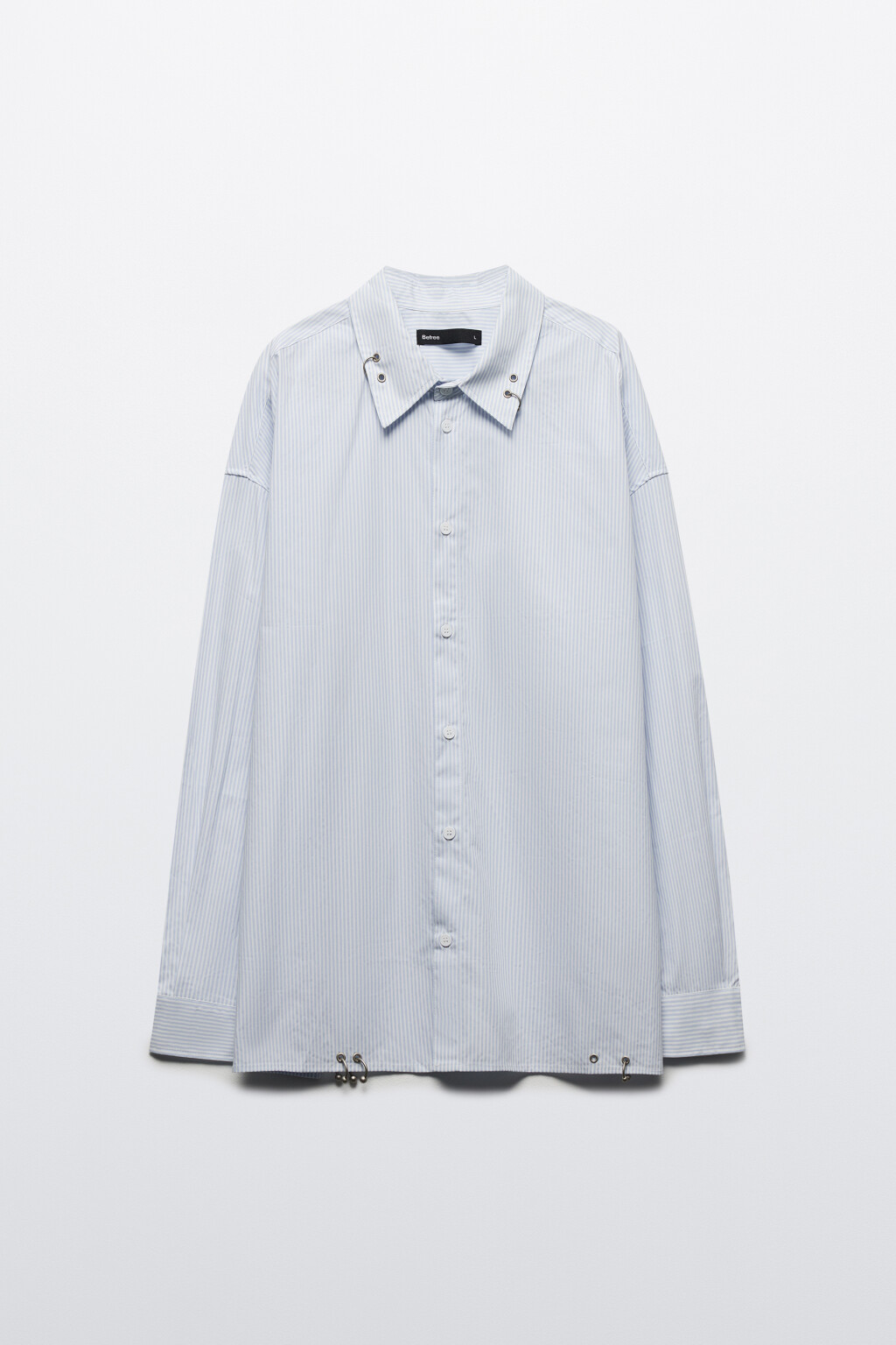 Рубашка oversize в полоску с пирсингом - цвет голубой - 8