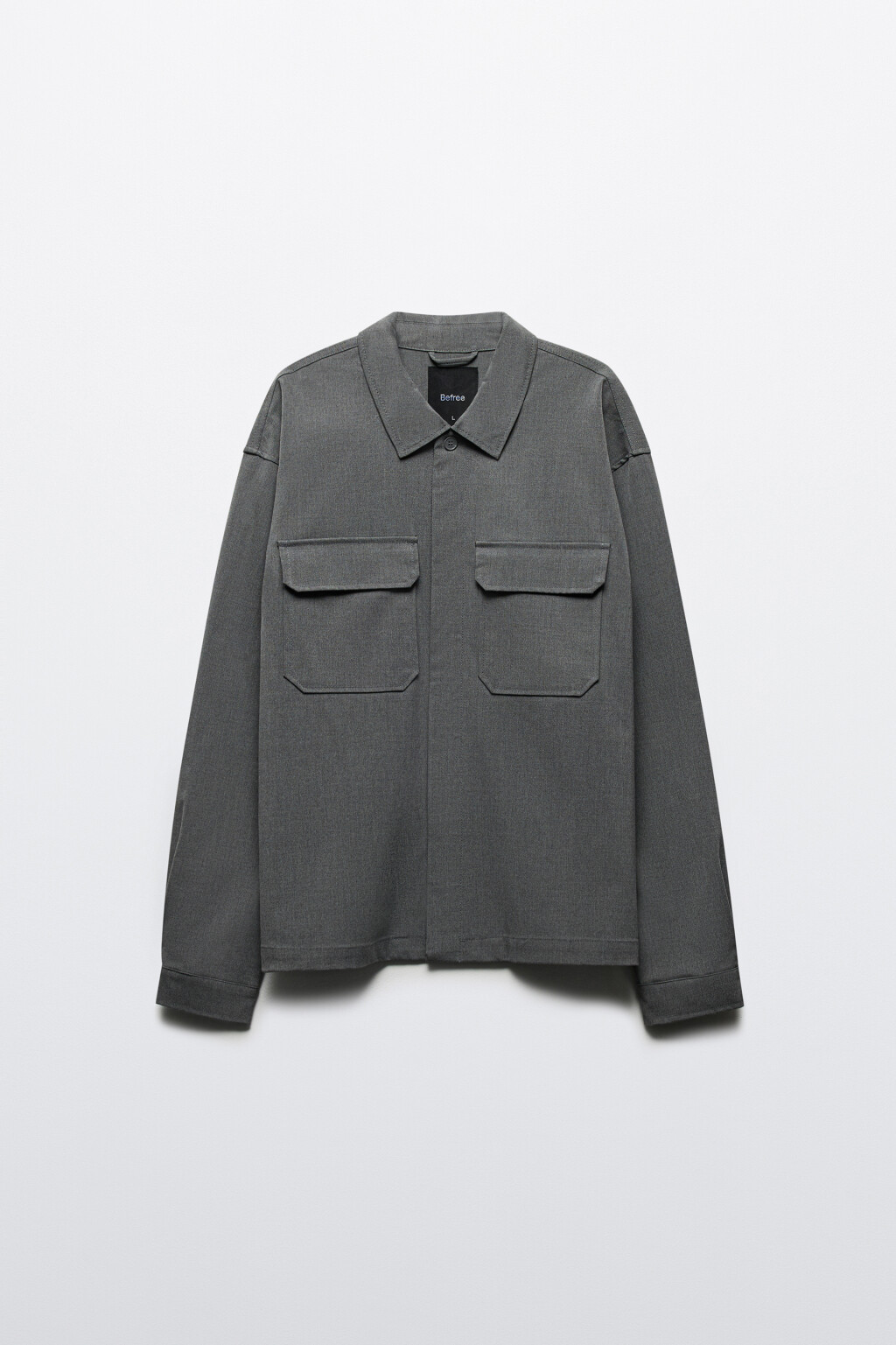 Рубашка-овершот плотная с карманами - цвет серый - 8