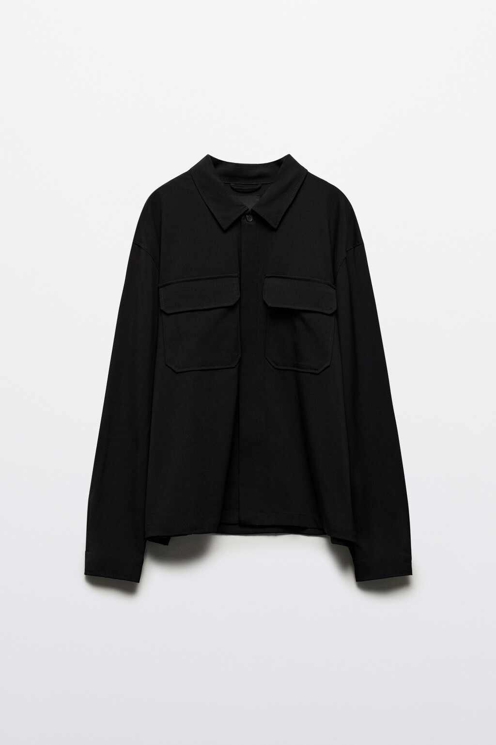 Рубашка-овершот плотная с карманами - цвет черный - 8