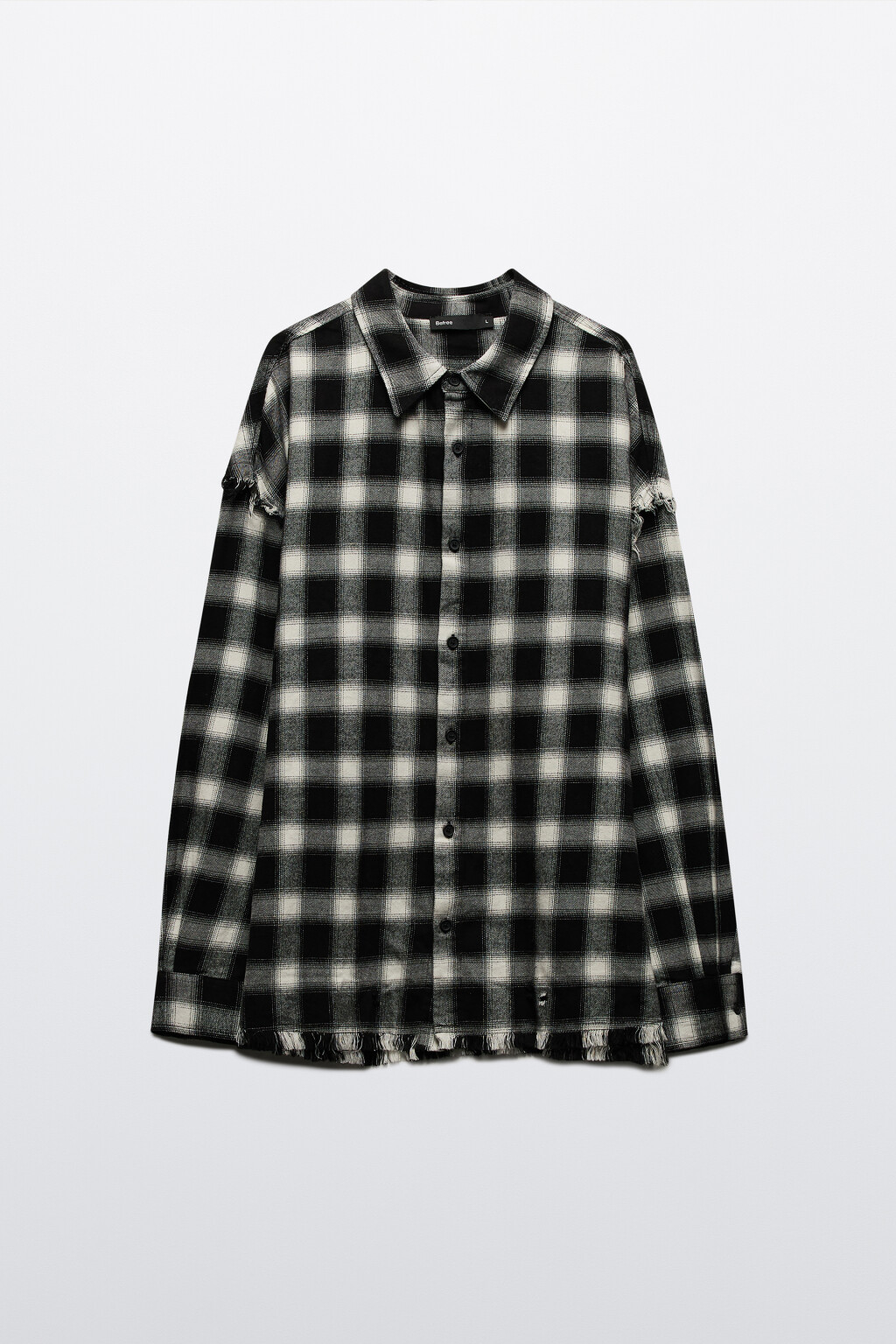 Рубашка в клетку с открытыми срезами - цвет черный - 10