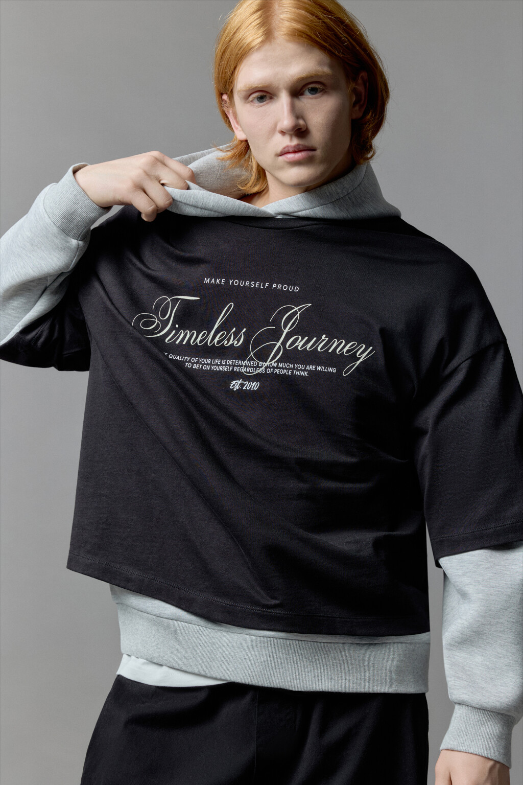 Футболка boxy fit с принтом-надписью - цвет черный - 2