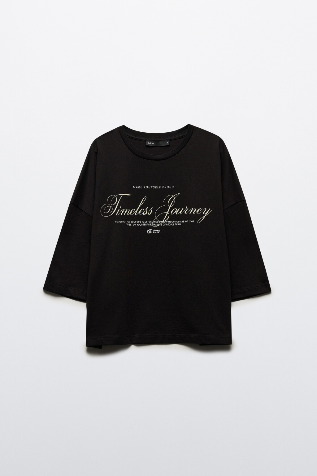 Футболка boxy fit с принтом-надписью - цвет черный - 7