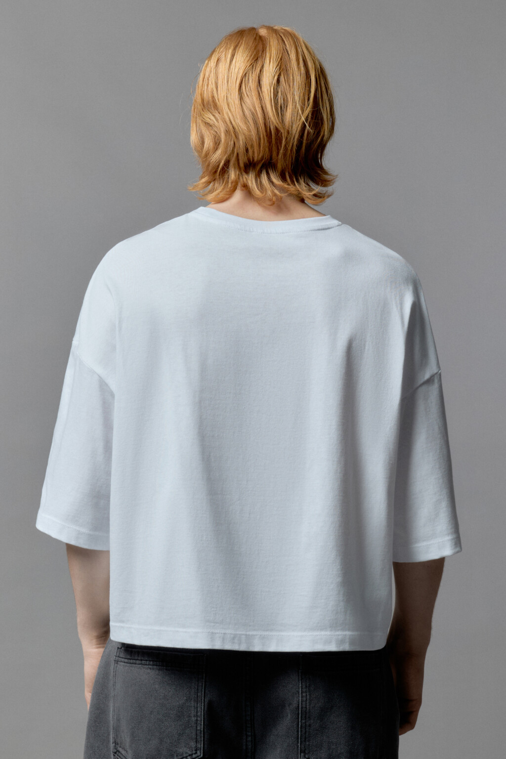 Футболка boxy fit с принтом-надписью - цвет белый - 4