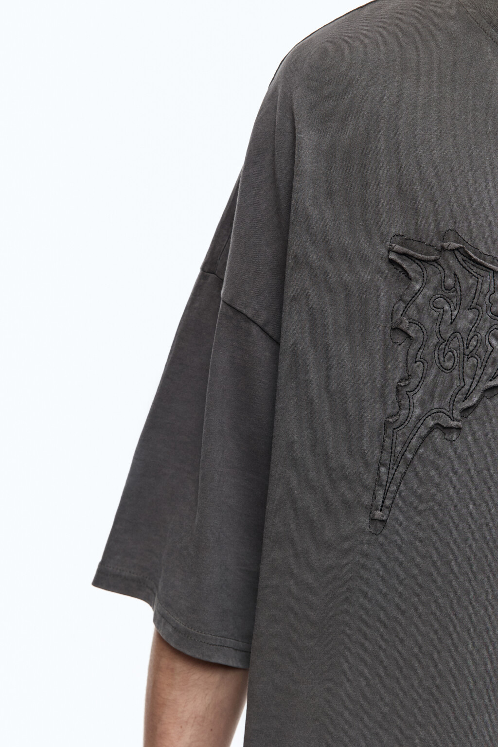 Футболка oversize в стиле гранж - цвет серый - 8