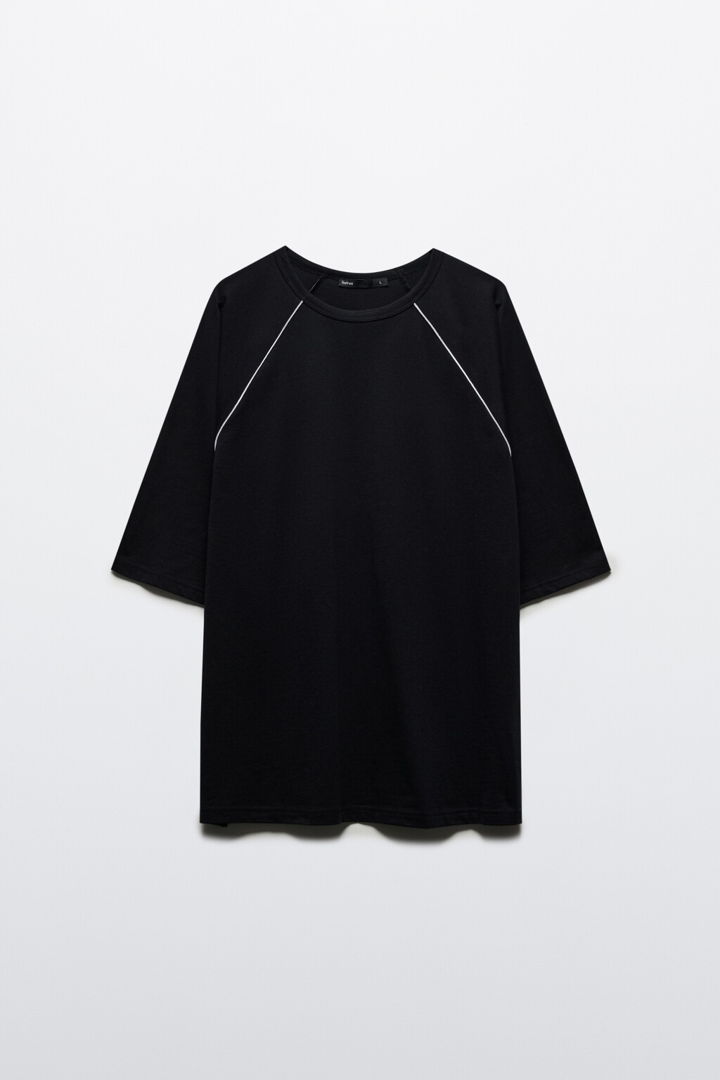 Футболка хлопковая с контрастными рукавами - цвет черный - 7