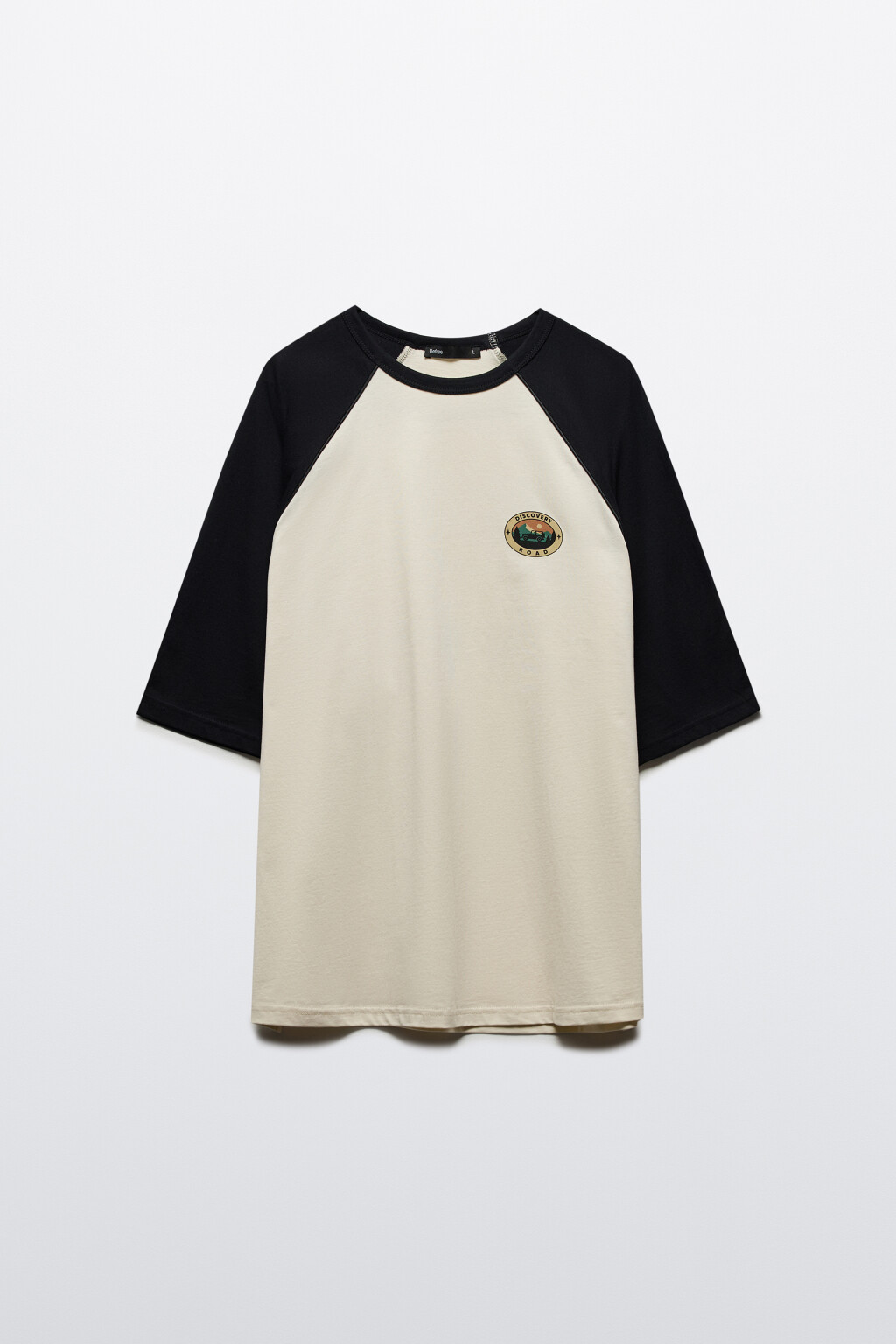 Футболка хлопковая с контрастными рукавами - цвет бежевый - 7