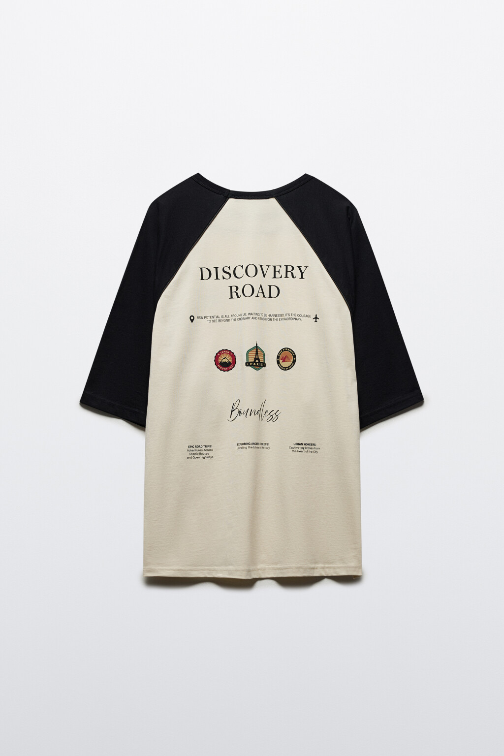 Футболка хлопковая с контрастными рукавами - цвет бежевый - 8