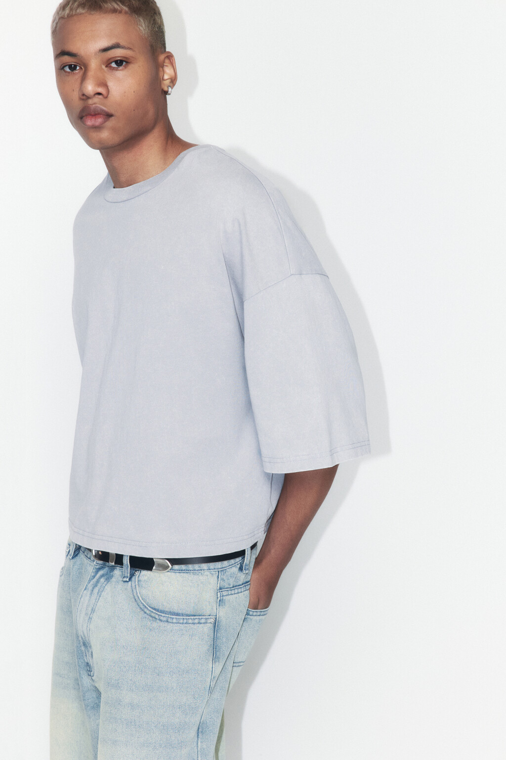 Футболка boxy fit хлопковая с вареным эффектом - цвет серый - 8