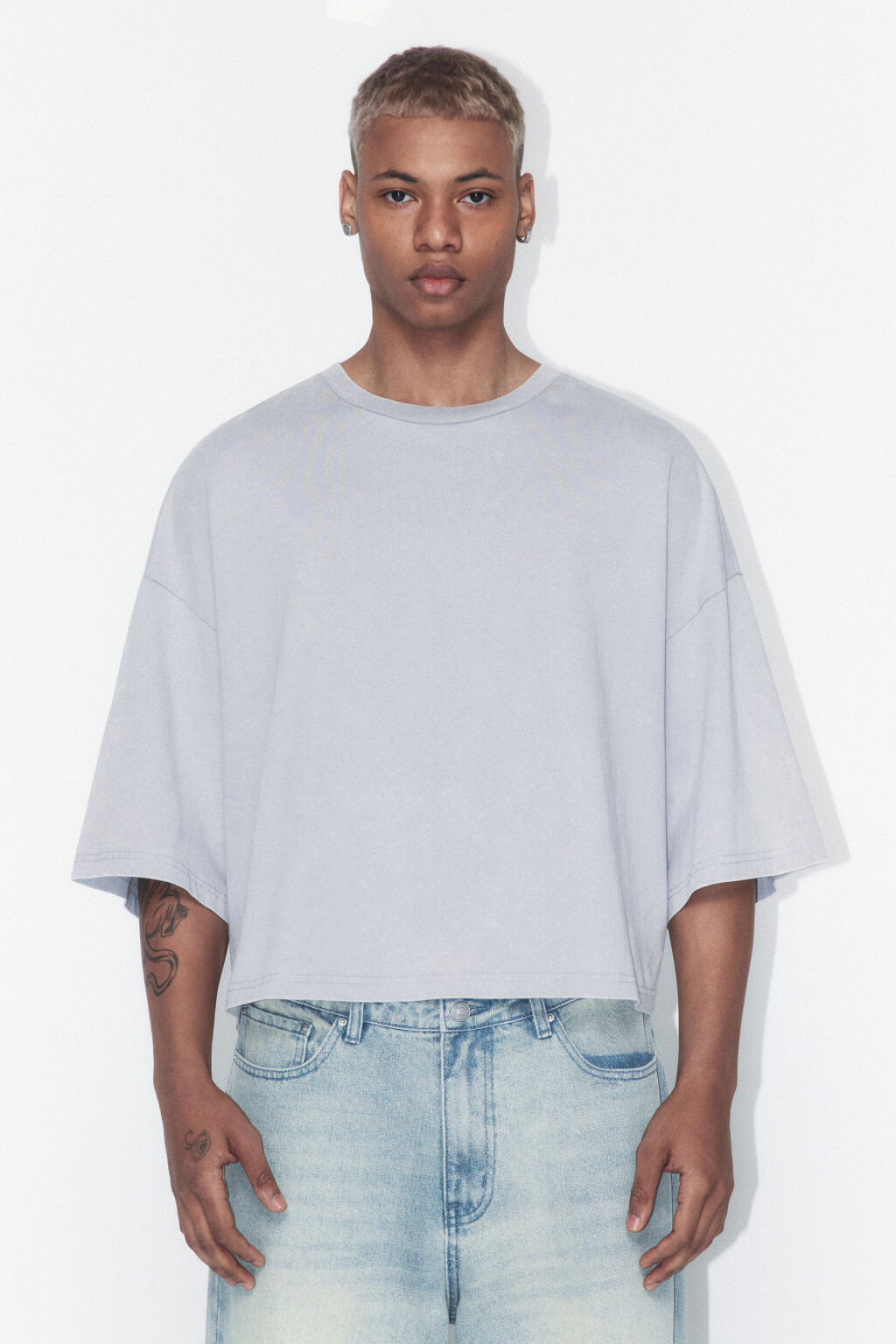 Футболка boxy fit хлопковая с вареным эффектом - цвет серый - 7