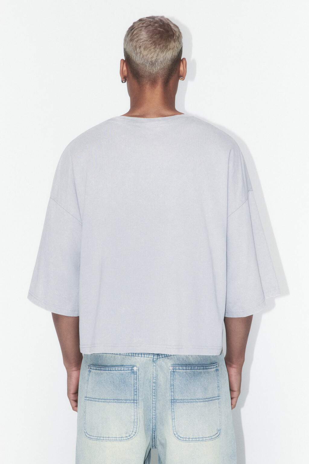 Футболка boxy fit хлопковая с вареным эффектом - цвет серый - 2