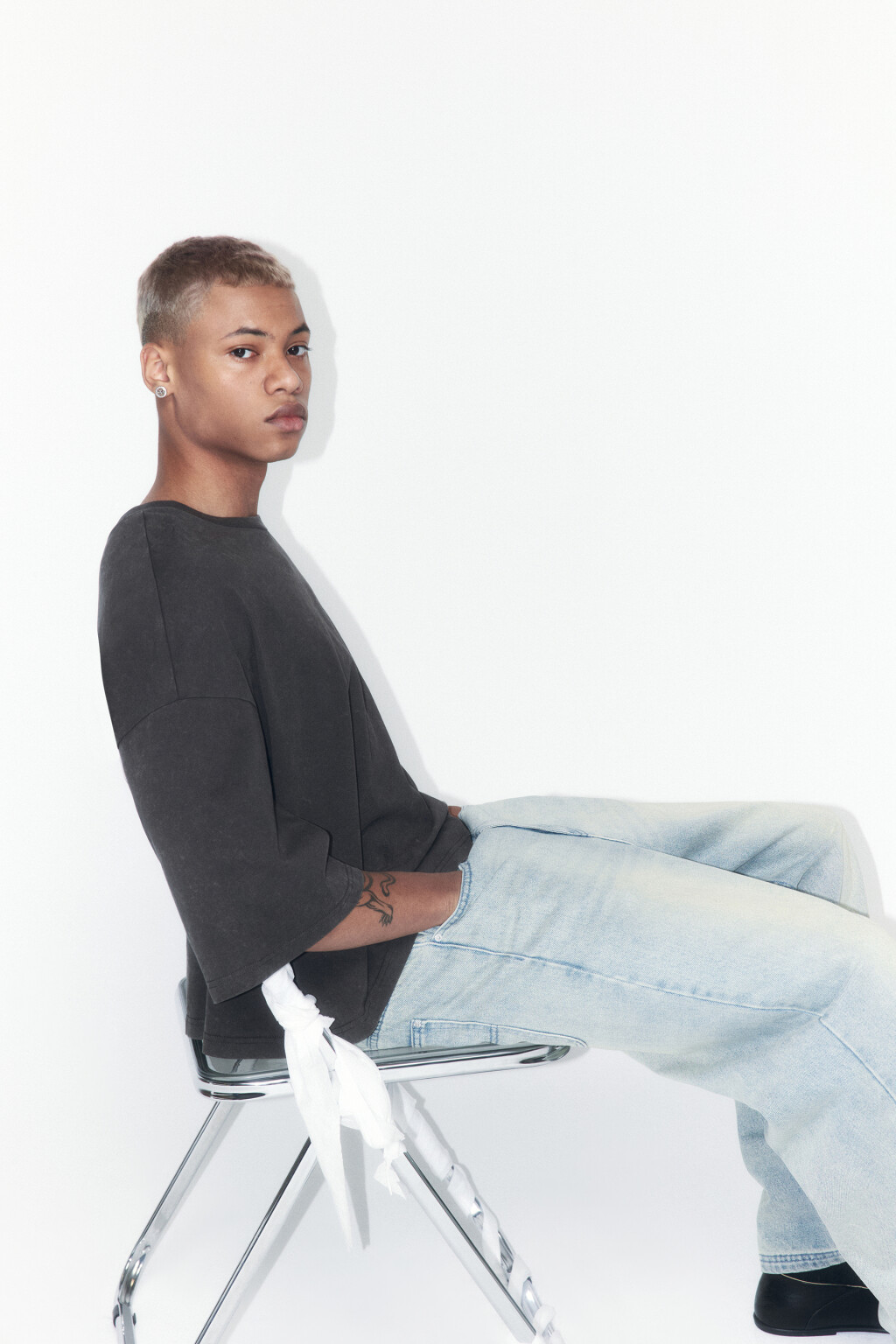 Футболка boxy fit хлопковая с вареным эффектом - цвет серый - 8