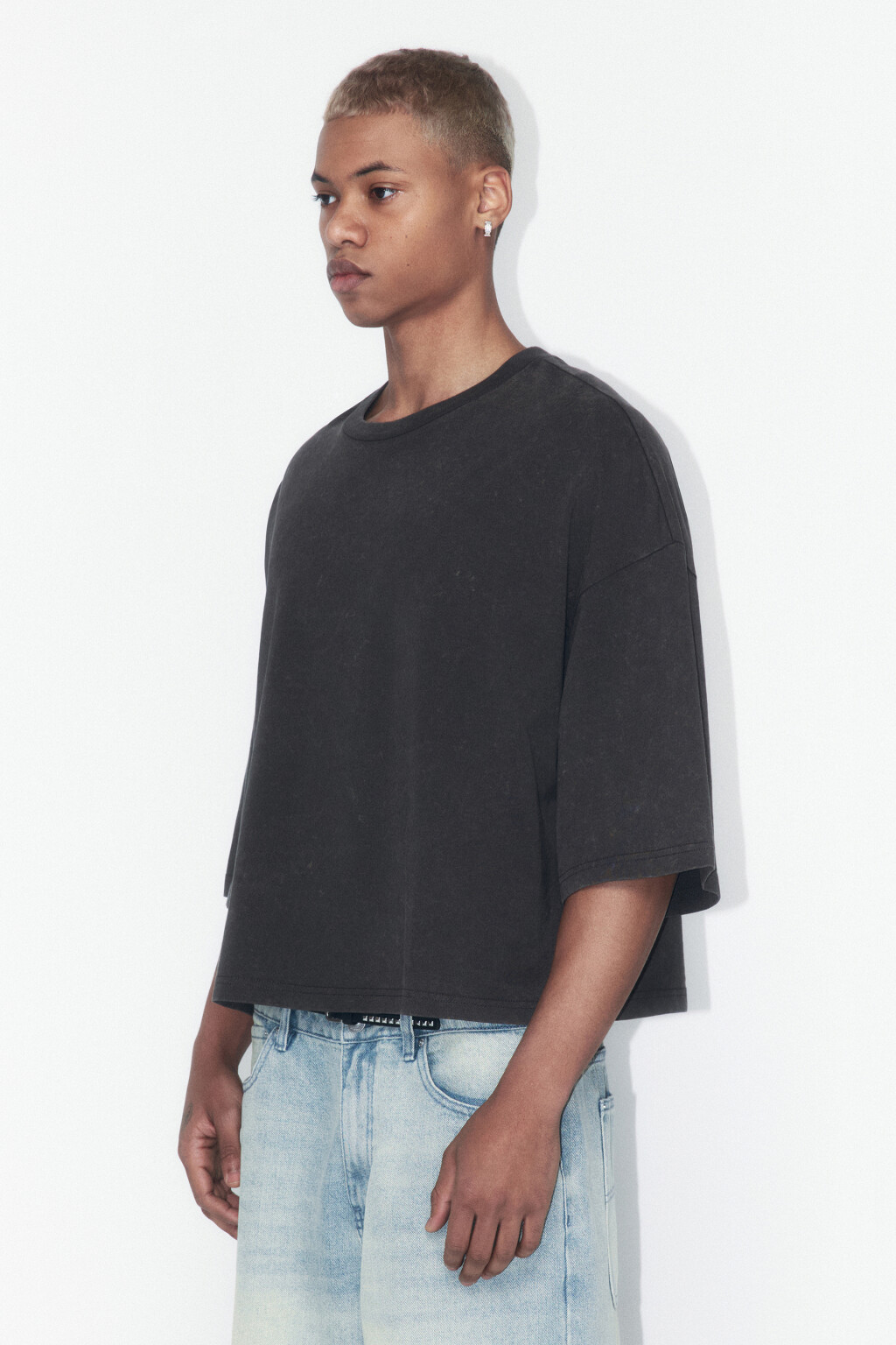 Футболка boxy fit хлопковая с вареным эффектом - цвет серый - 2