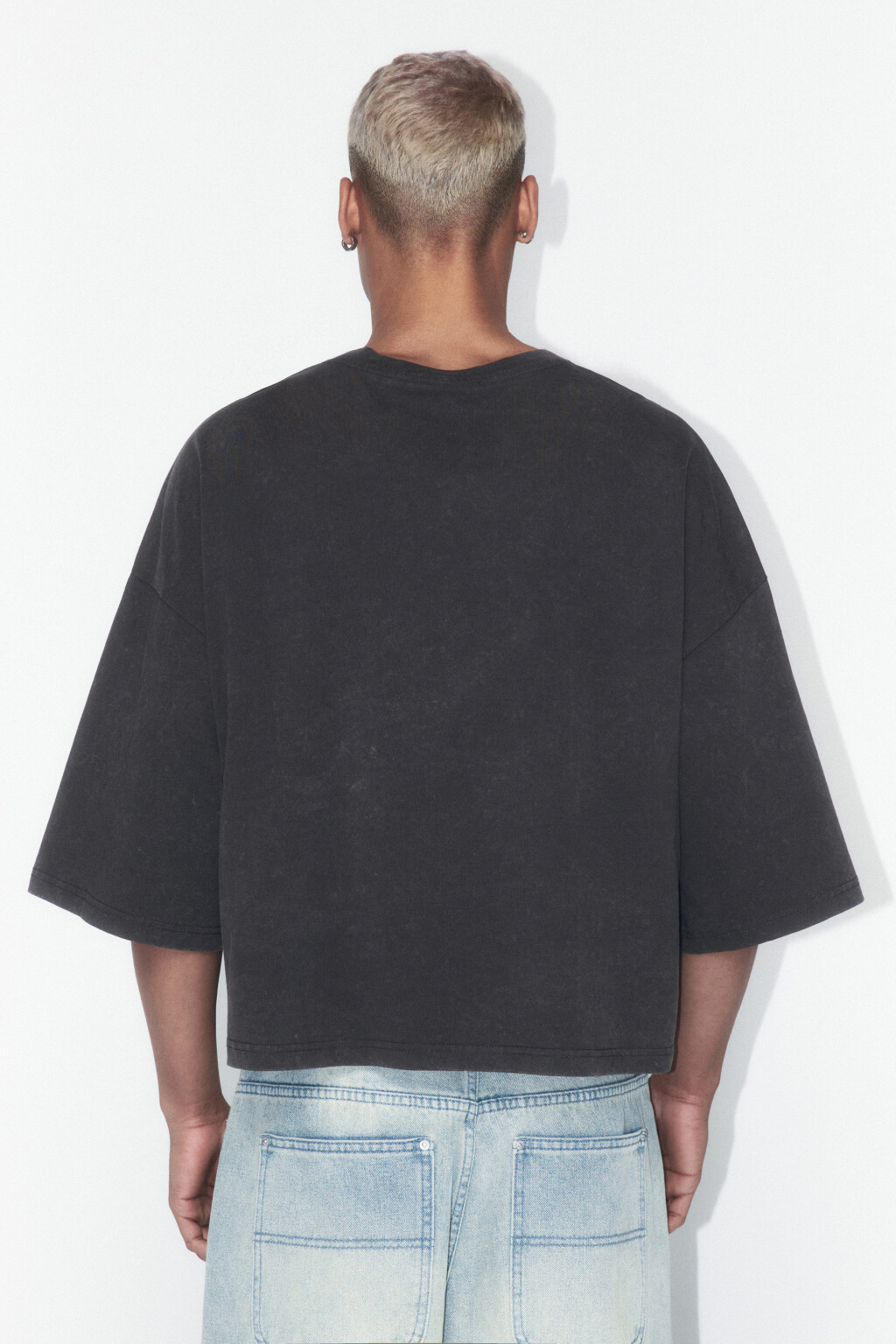 Футболка boxy fit хлопковая с вареным эффектом - цвет серый - 3