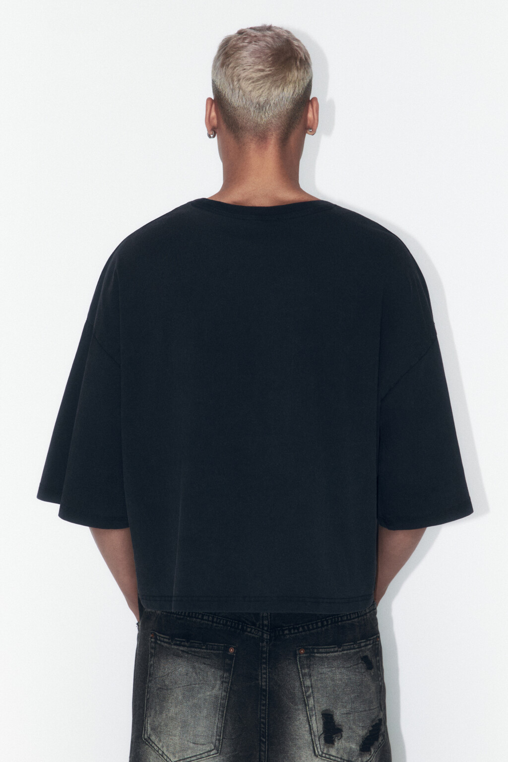 Футболка boxy fit хлопковая с вареным эффектом - цвет черный - 5