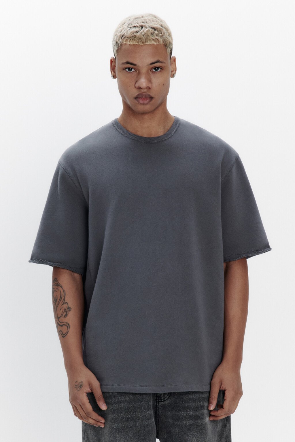 Футболка oversize из хлопкового футера - цвет серый - 2