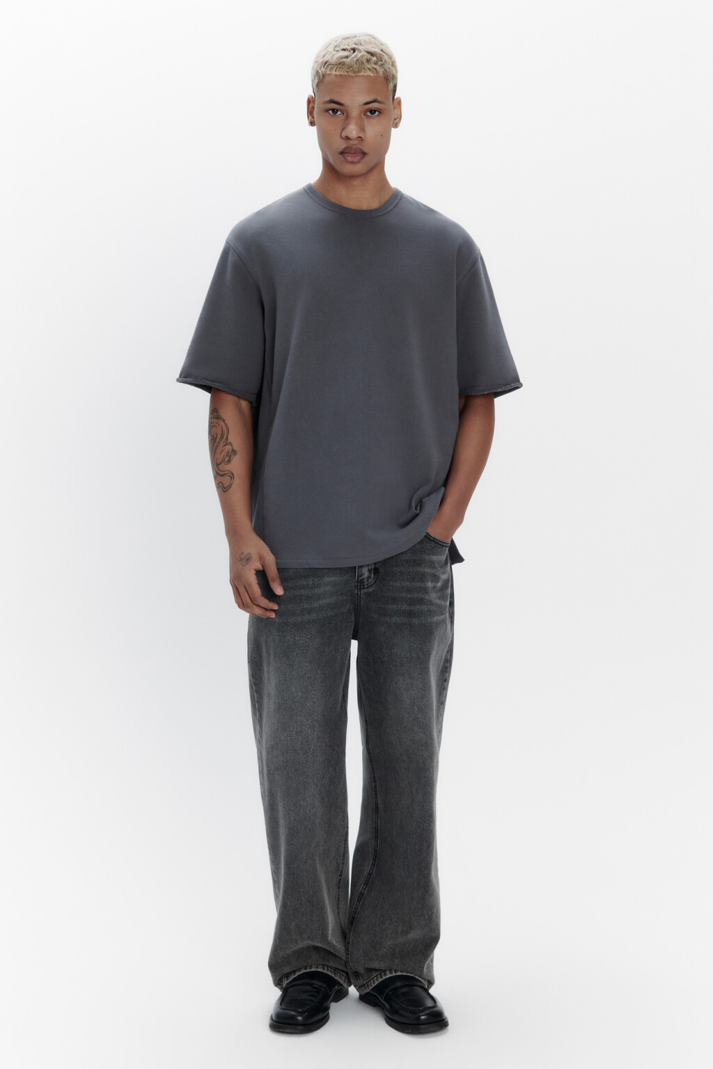 Футболка oversize из хлопкового футера - цвет серый - 4