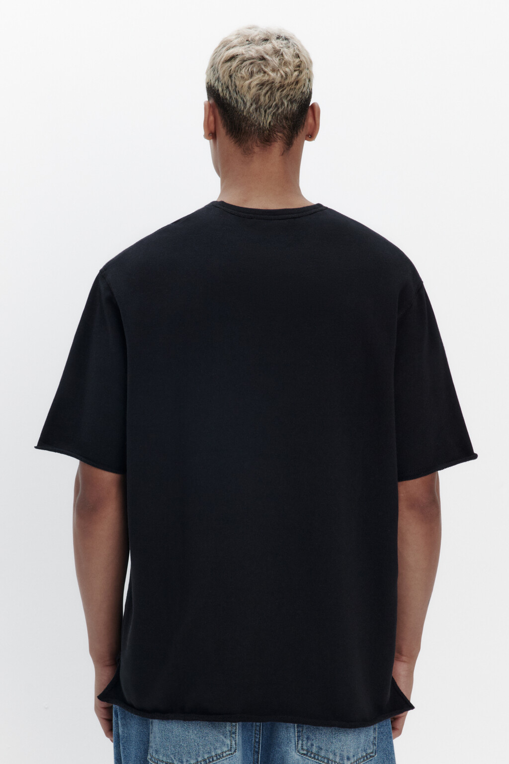 Футболка oversize из хлопкового футера - цвет черный - 3