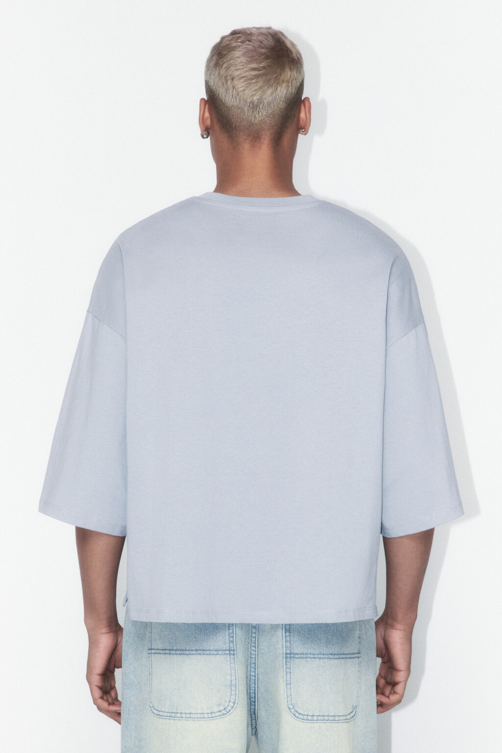 Футболка boxy fit хлопковая с принтом - цвет серый - 4