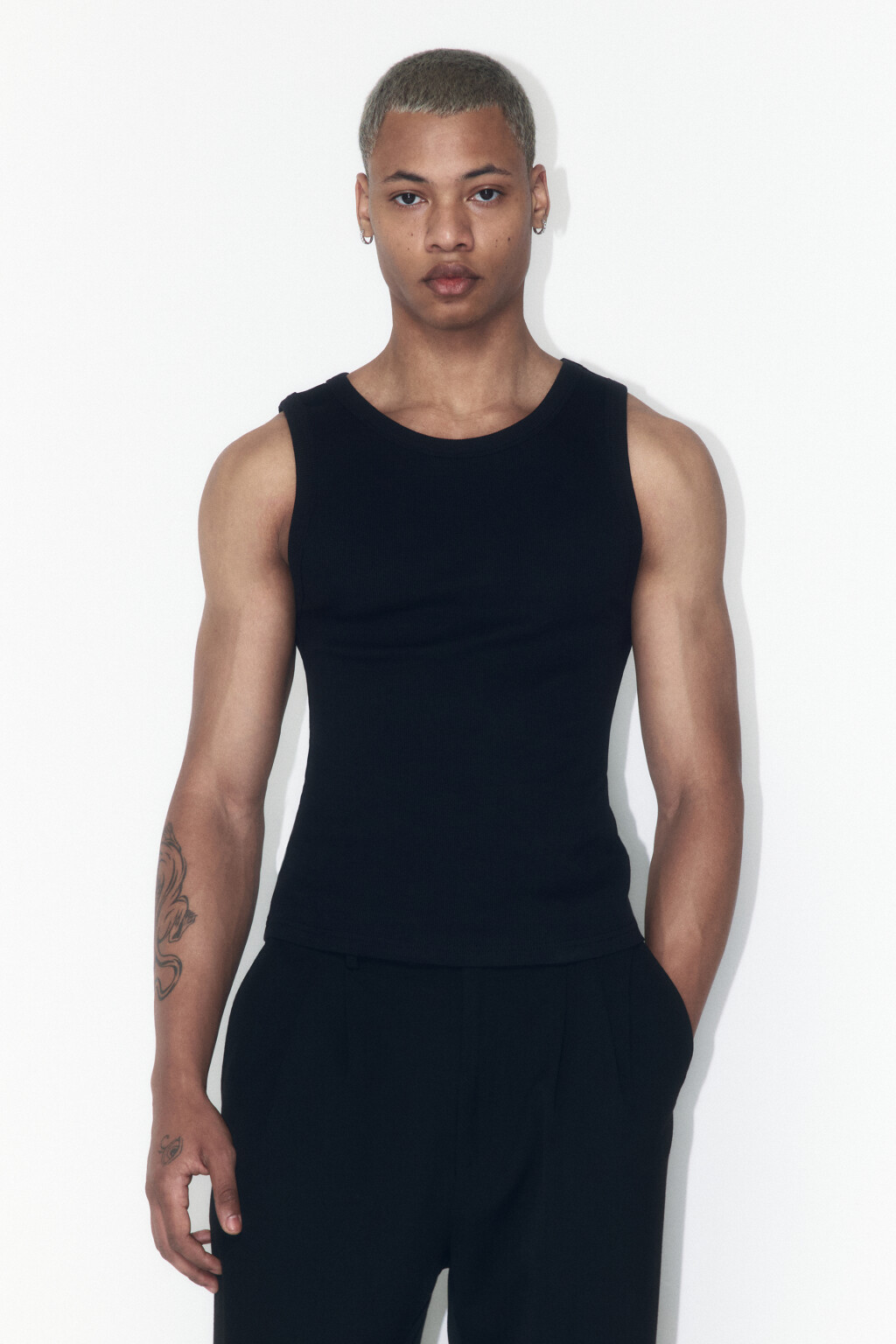 Майка базовая из хлопка - цвет черный - 3