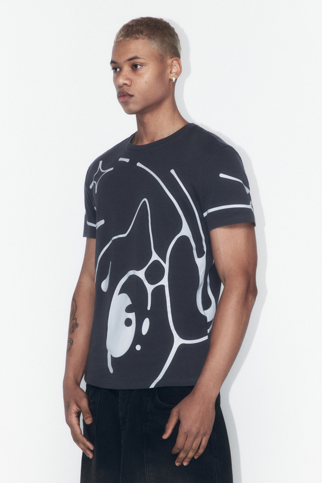 Футболка облегающая хлопковая с принтом - цвет серый - 3